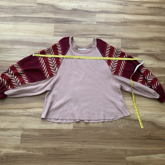 Free People Rainbow Dreams Top Arizona Sands Size Large OB978656 Balloon Sleeve - Picture 8 of 13